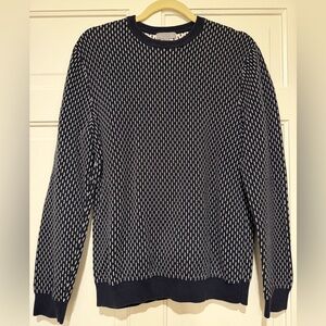 COS Navy and White Patterned Crewneck Cotton Sweater - never worn